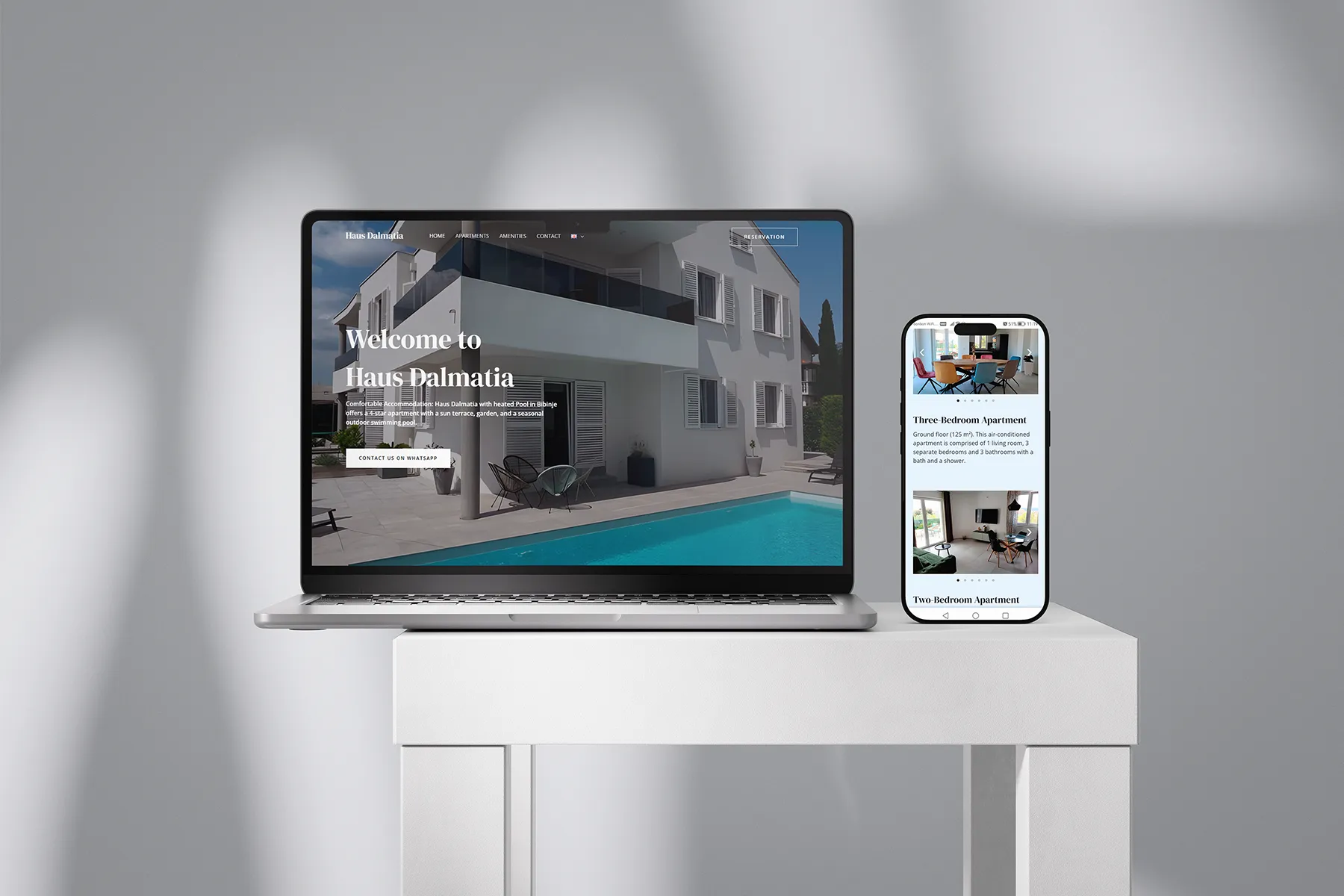 Dizajn web stranice za Haus Dalmatia apartmane u Bibinju