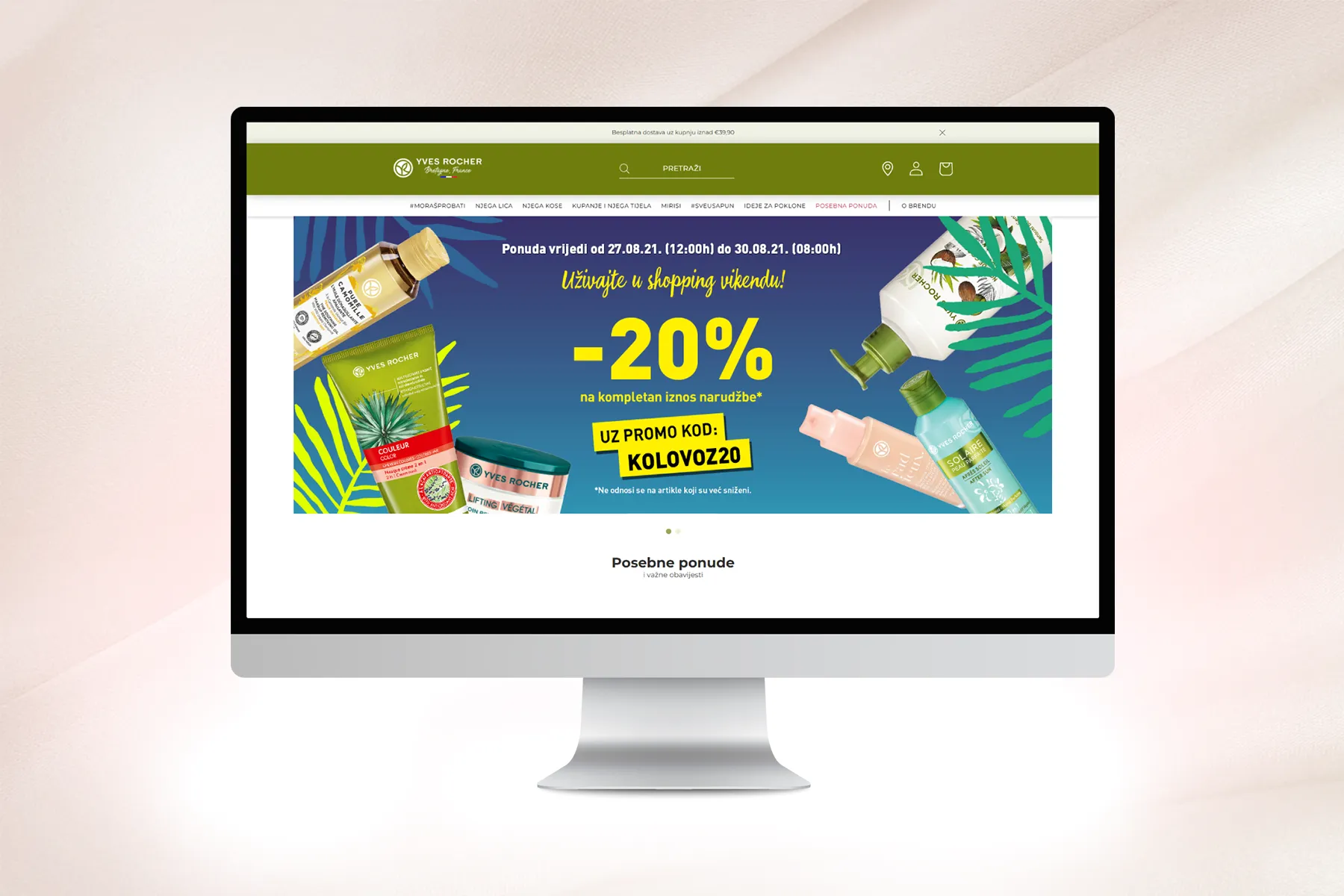 Yves Rocher webshop dizajn